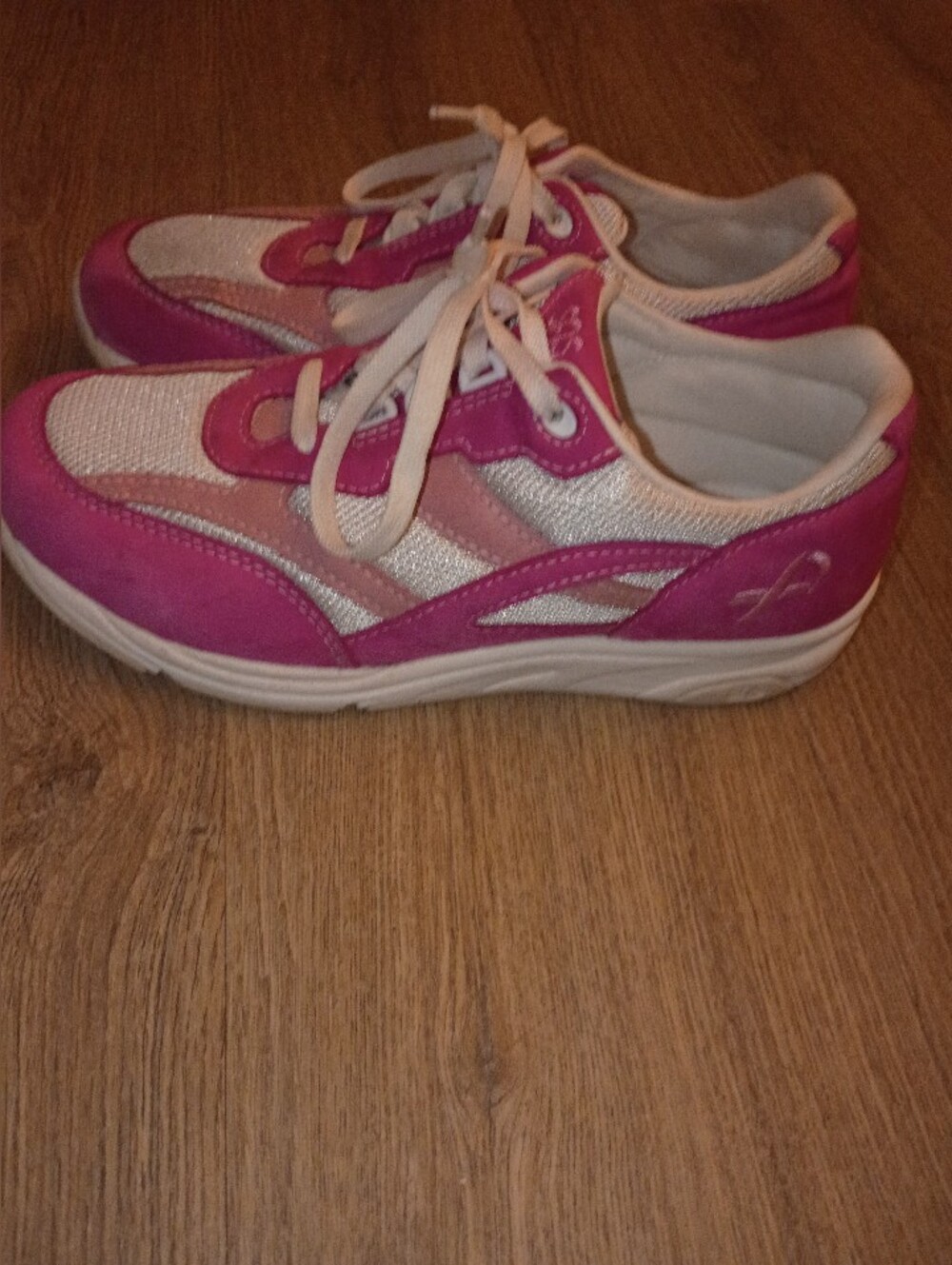 SAS Women's Pink and White Breast Cancer Awareness Athletic Sneakers